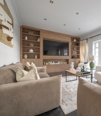 chair and shelves